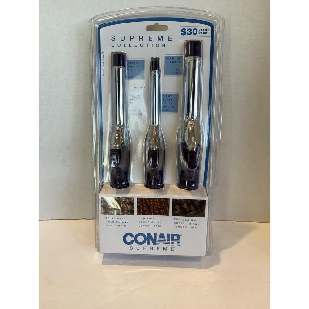 NEW  Conair Supreme Collection 3 Curling Irons 1/2" 3/4" & 1" Salon Quality Iron